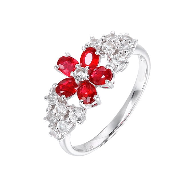 14k Gold 1.55 Ctw Natural Ruby & Sapphire Ring - 5