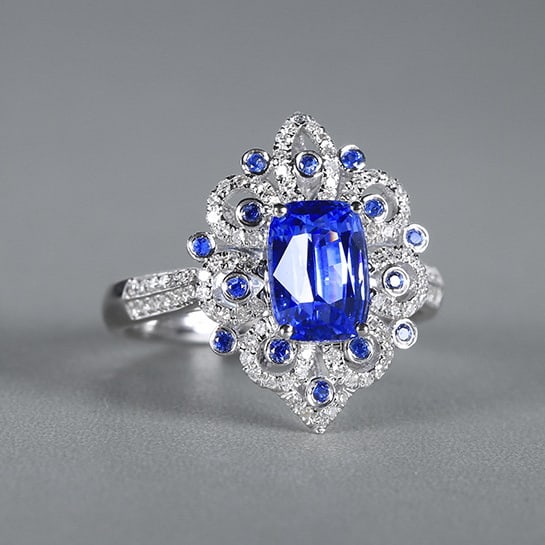 14k Gold 2.44 Ctw Natural Sapphire & Diamond Ring - 2