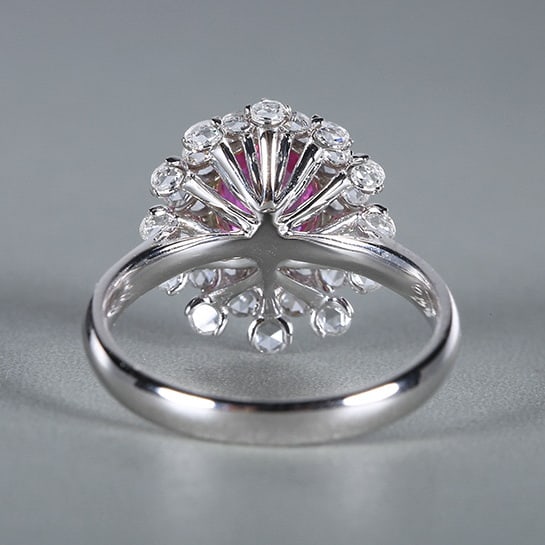 14k Gold 2.81 Ctw Natural Padparadscha Sapphire & Diamond Ring - 3