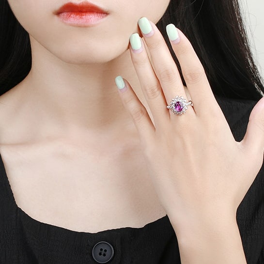 14k Gold 2.81 Ctw Natural Padparadscha Sapphire & Diamond Ring - 4