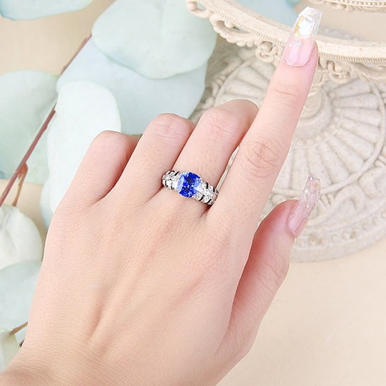 14k Gold 2.45 Ctw Natural Sapphire & Diamond Ring - 3