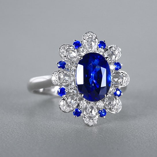 14k Gold 2.89 Ctw Natural Sapphire & Diamond Ring - 2