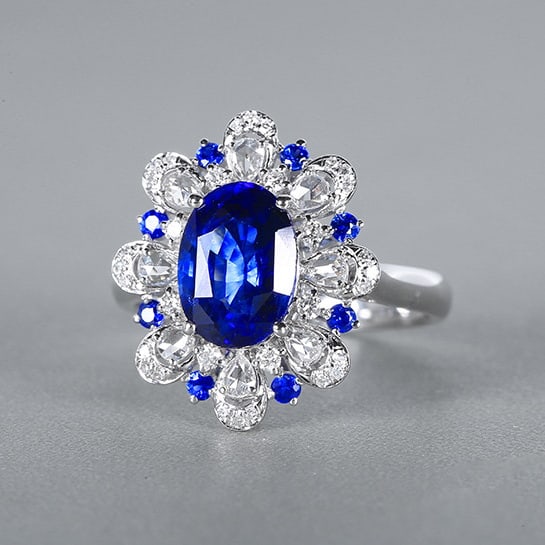 14k Gold 2.89 Ctw Natural Sapphire & Diamond Ring - 3