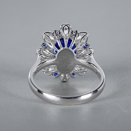 14k Gold 2.89 Ctw Natural Sapphire & Diamond Ring - 4