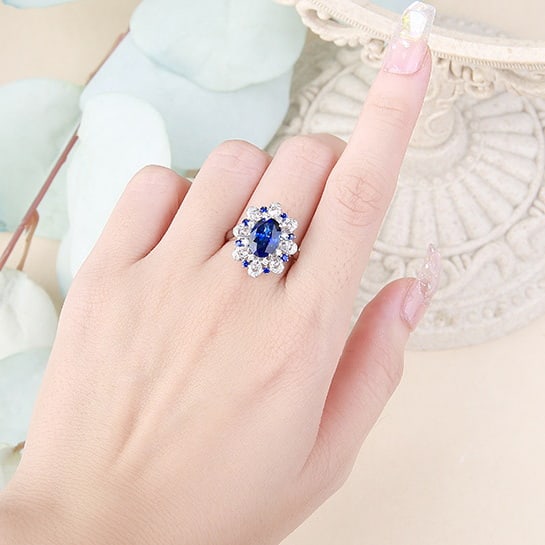 14k Gold 2.89 Ctw Natural Sapphire & Diamond Ring - 5
