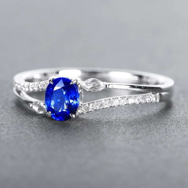 14k Gold 0.68 Ctw Natural Sapphire & Diamond Ring - 2