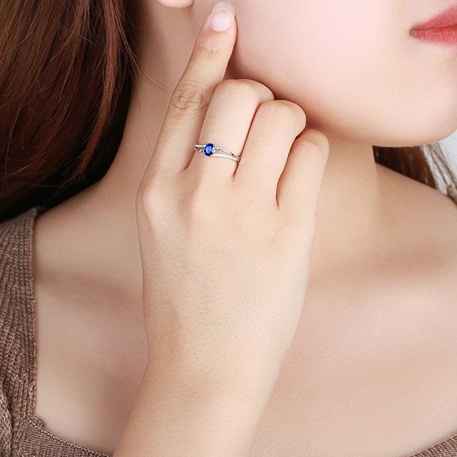 14k Gold 0.68 Ctw Natural Sapphire & Diamond Ring - 4