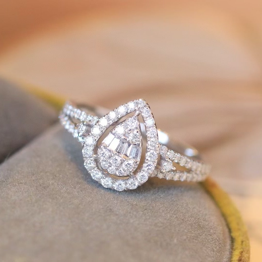 14k Gold 0.6 Ct Natural H Diamond Ring - 3