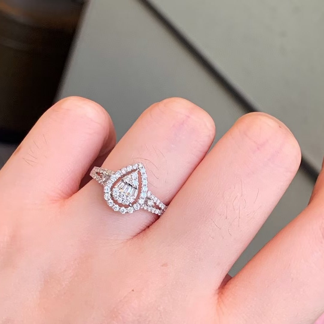 14k Gold 0.6 Ct Natural H Diamond Ring - 6