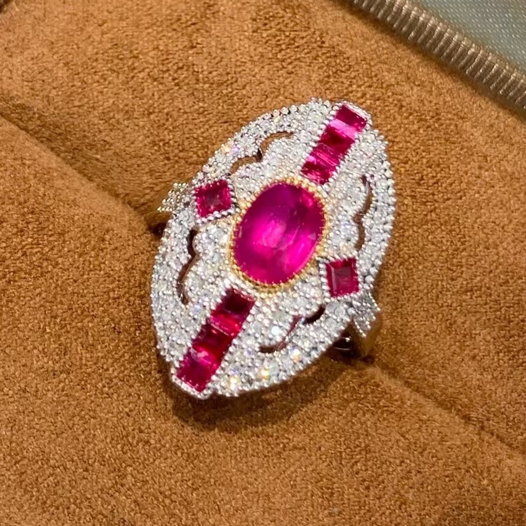 14k Gold 1.35 Ct Natural Ruby & Diamond Ring - 2