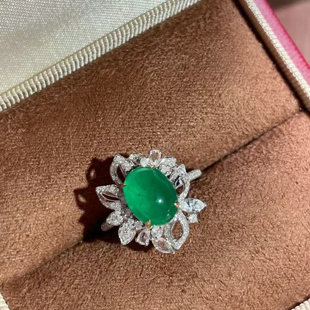 14k Gold 1.95 Ct Natural Emerald & Diamond Ring - 2