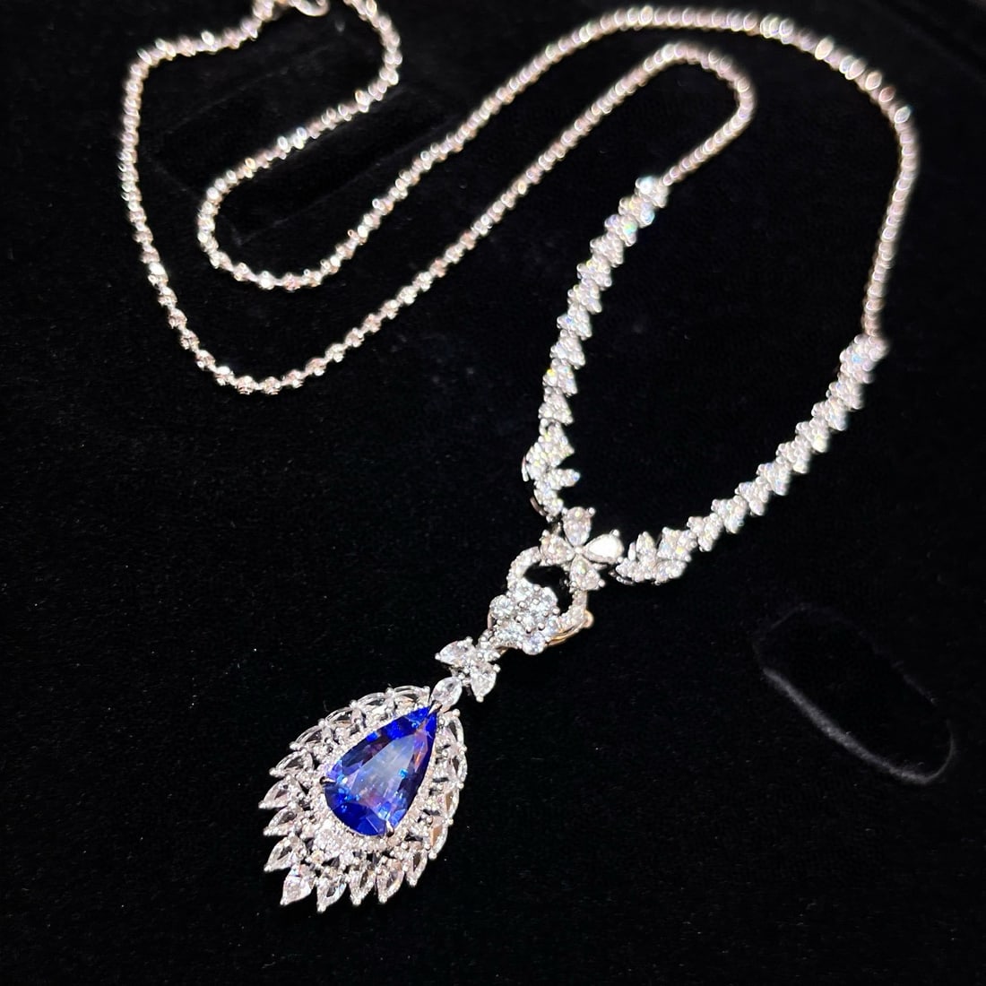 14k Gold 1.84 Ctw Natural Sapphire & Diamond Pendant( Without Chain ) - 2