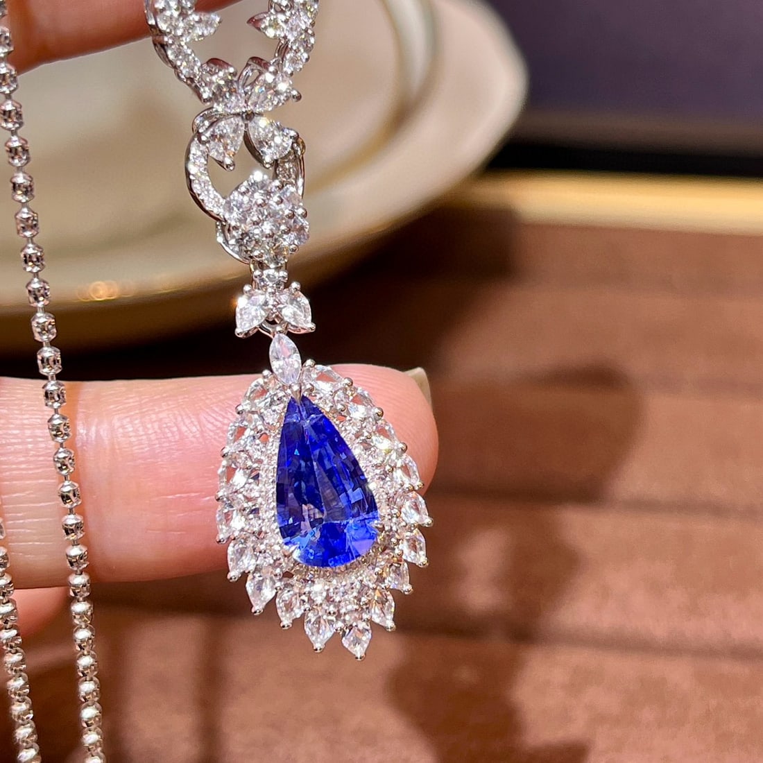 14k Gold 1.84 Ctw Natural Sapphire & Diamond Pendant( Without Chain ) - 4