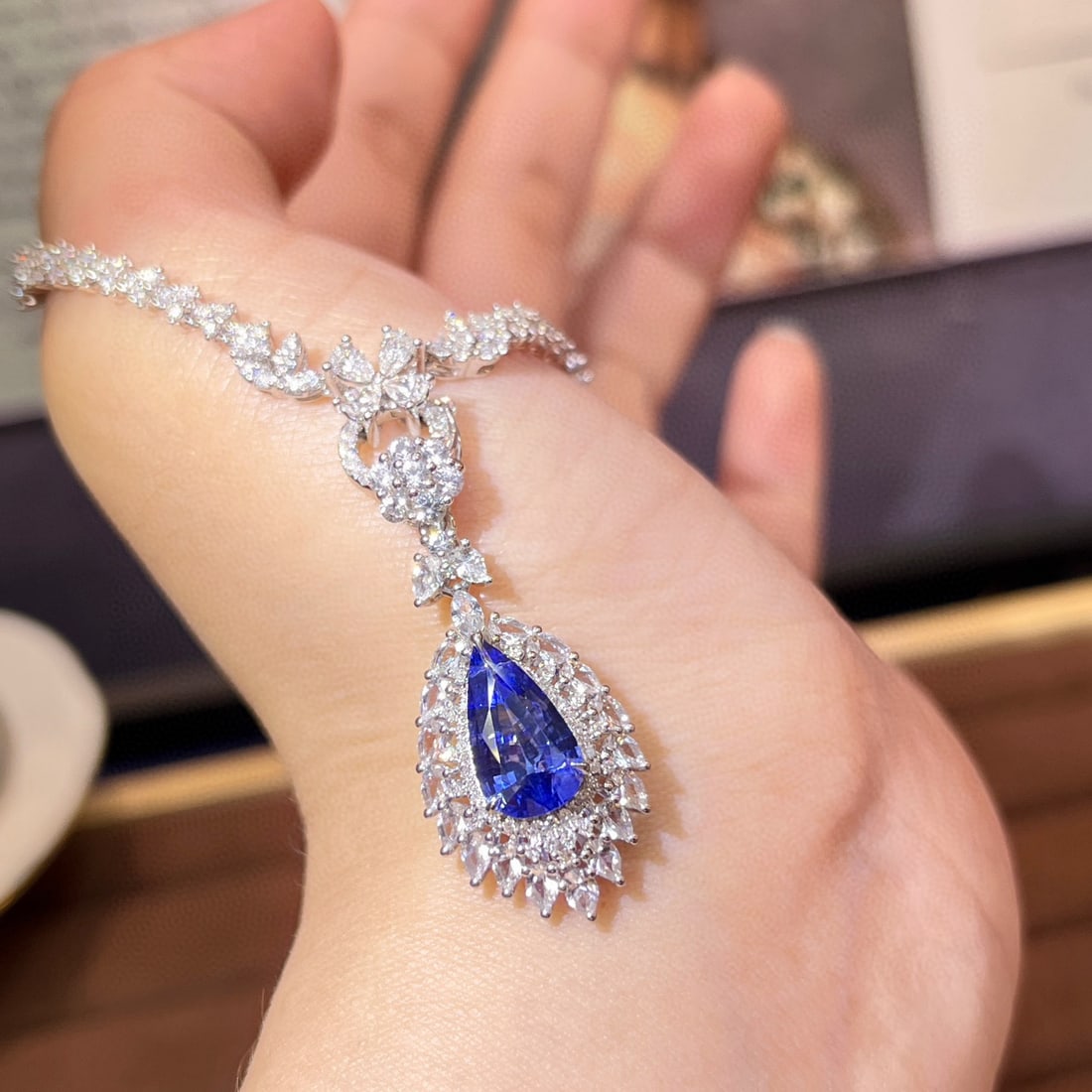 14k Gold 1.84 Ctw Natural Sapphire & Diamond Pendant( Without Chain ) - 5