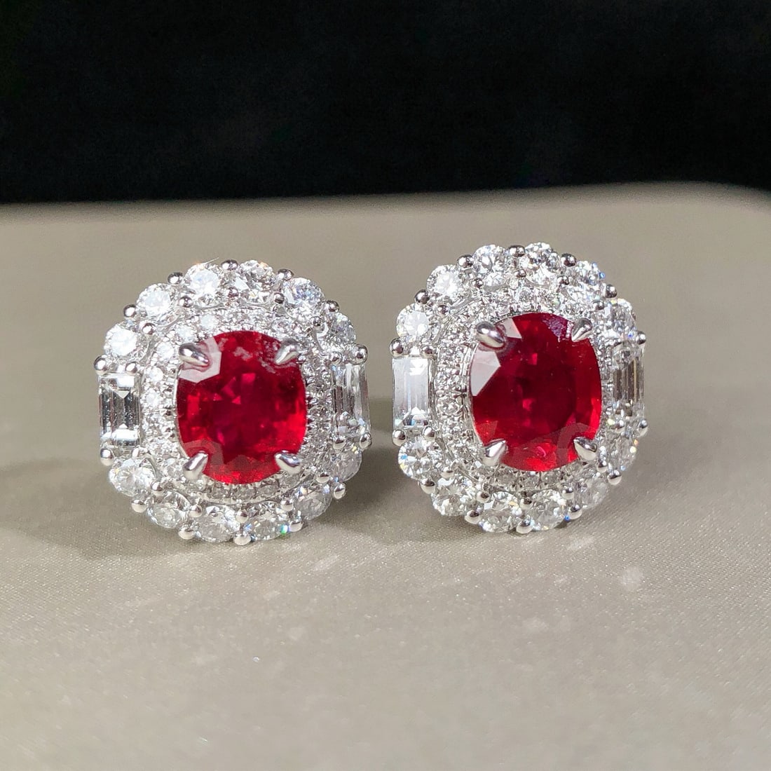 14k Gold 2.03 Ctw Natural Ruby & Diamond Earrings - 2
