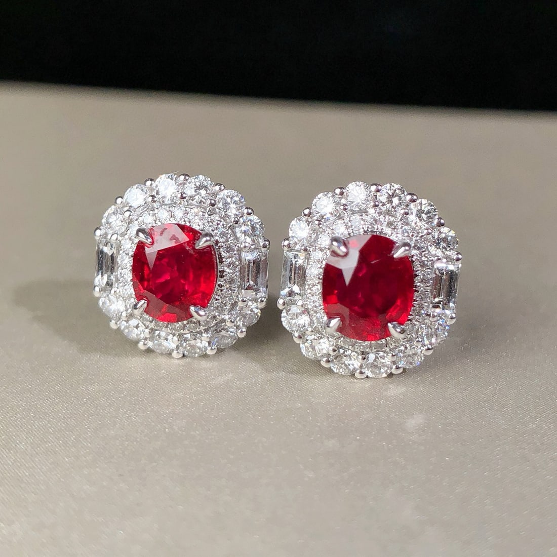 14k Gold 2.03 Ctw Natural Ruby & Diamond Earrings - 3