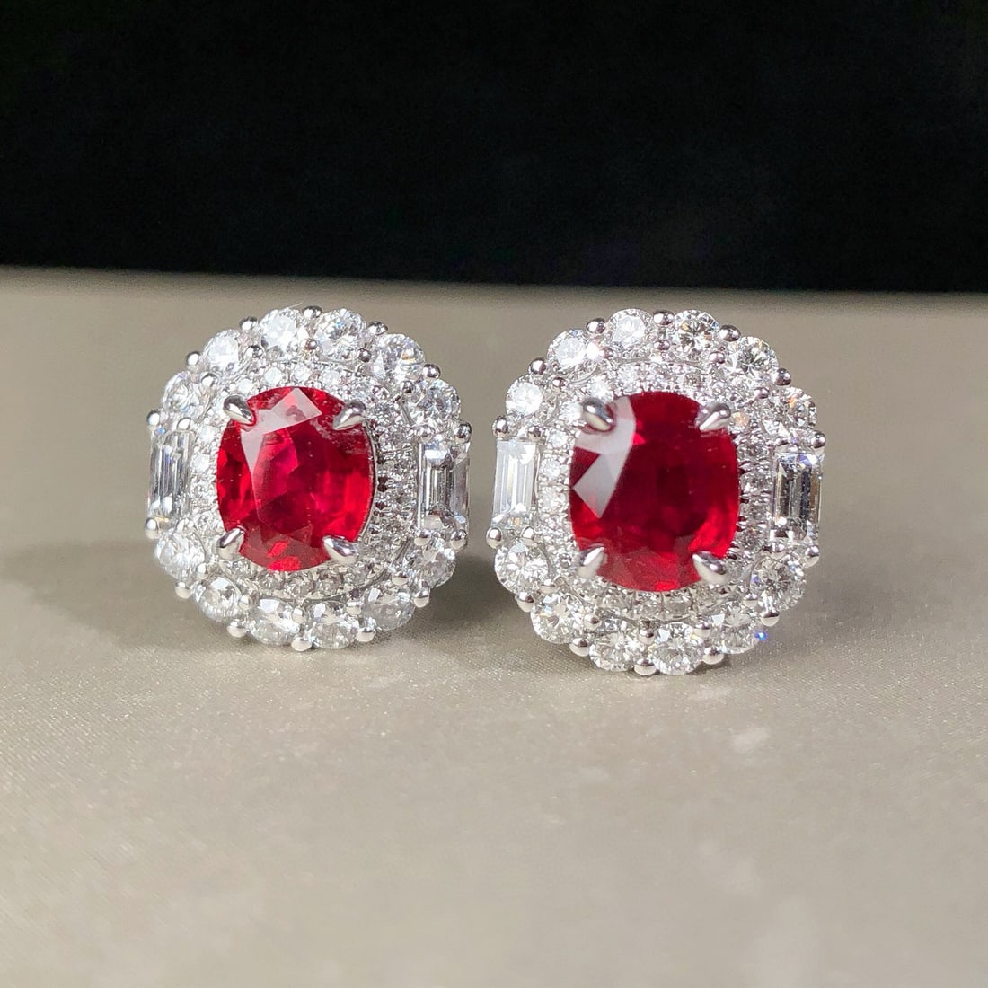 14k Gold 2.03 Ctw Natural Ruby & Diamond Earrings - 4