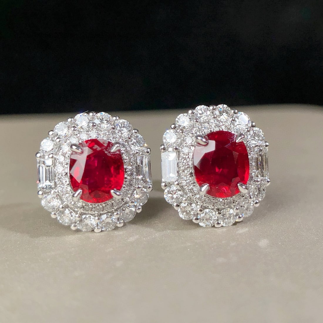 14k Gold 2.03 Ctw Natural Ruby & Diamond Earrings - 5