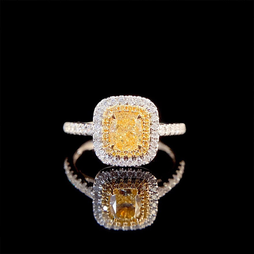 14k Gold 1.1 Ctw Natural Yellow Diamond & Diamond Ring - 3