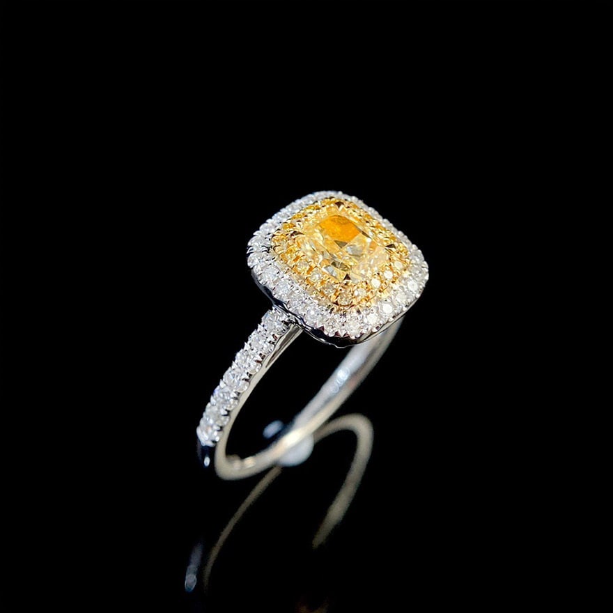 14k Gold 1.1 Ctw Natural Yellow Diamond & Diamond Ring - 4
