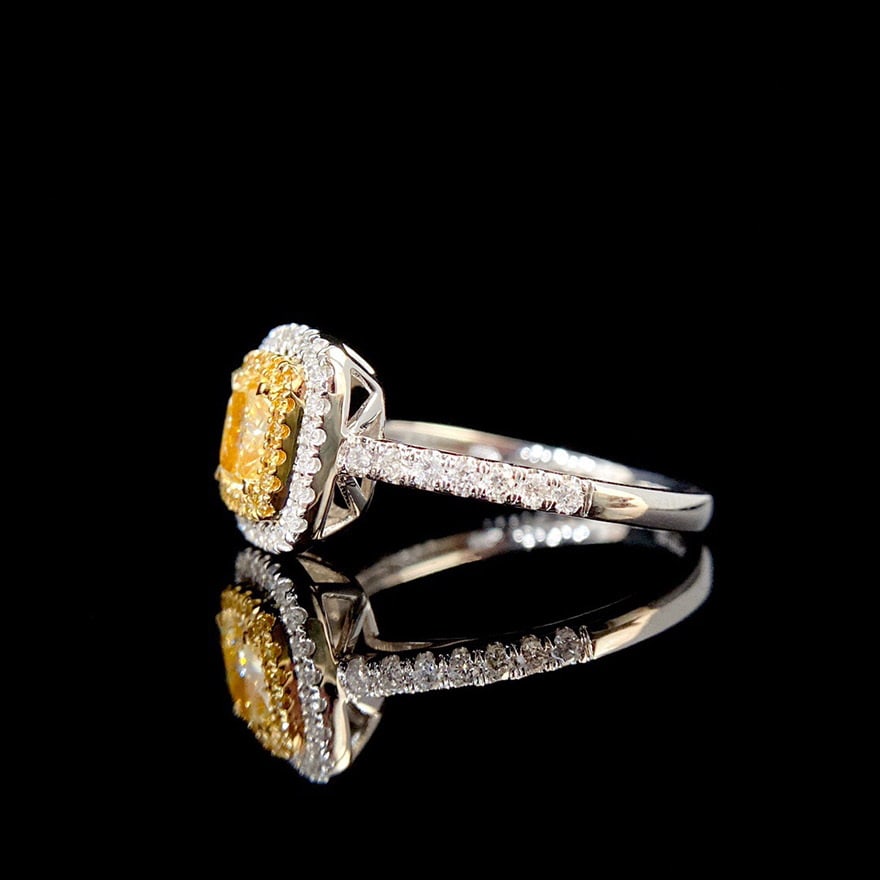 14k Gold 1.1 Ctw Natural Yellow Diamond & Diamond Ring - 5