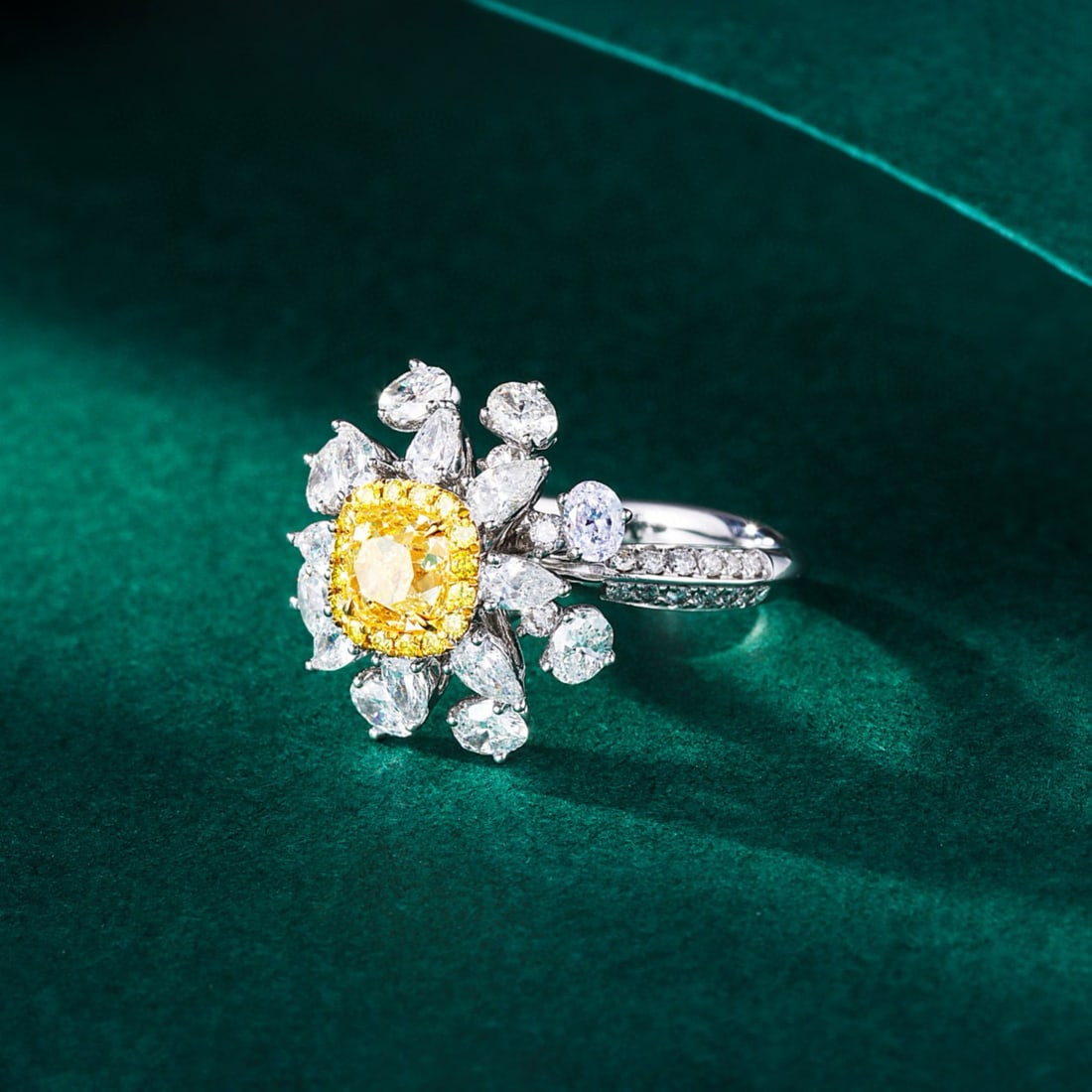 14k Gold 2.80 Ctw Natural Yellow Diamond & Diamond Ring - 3