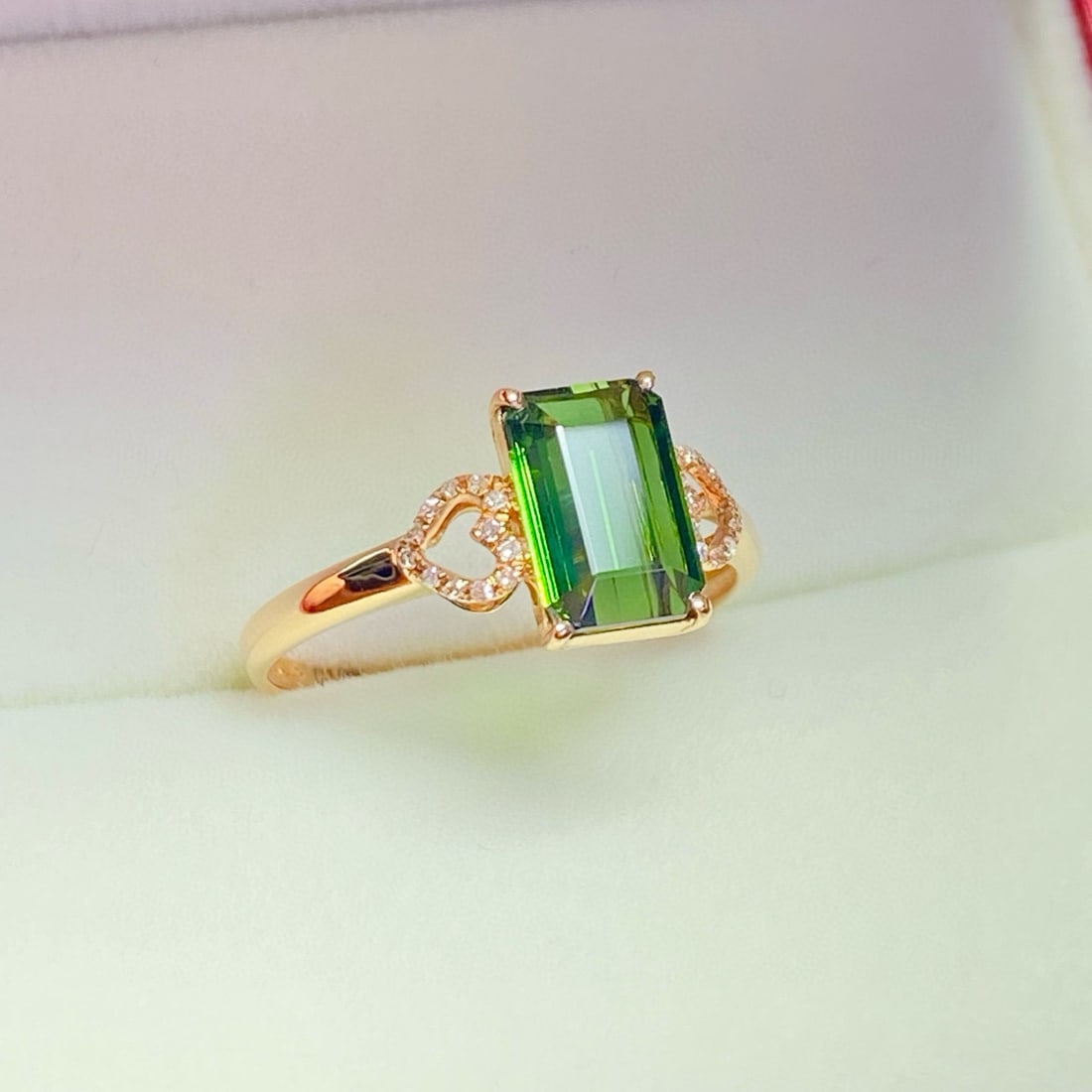 14k Gold 1.35 Ct Natural Tourmaline & Diamond Ring - 3