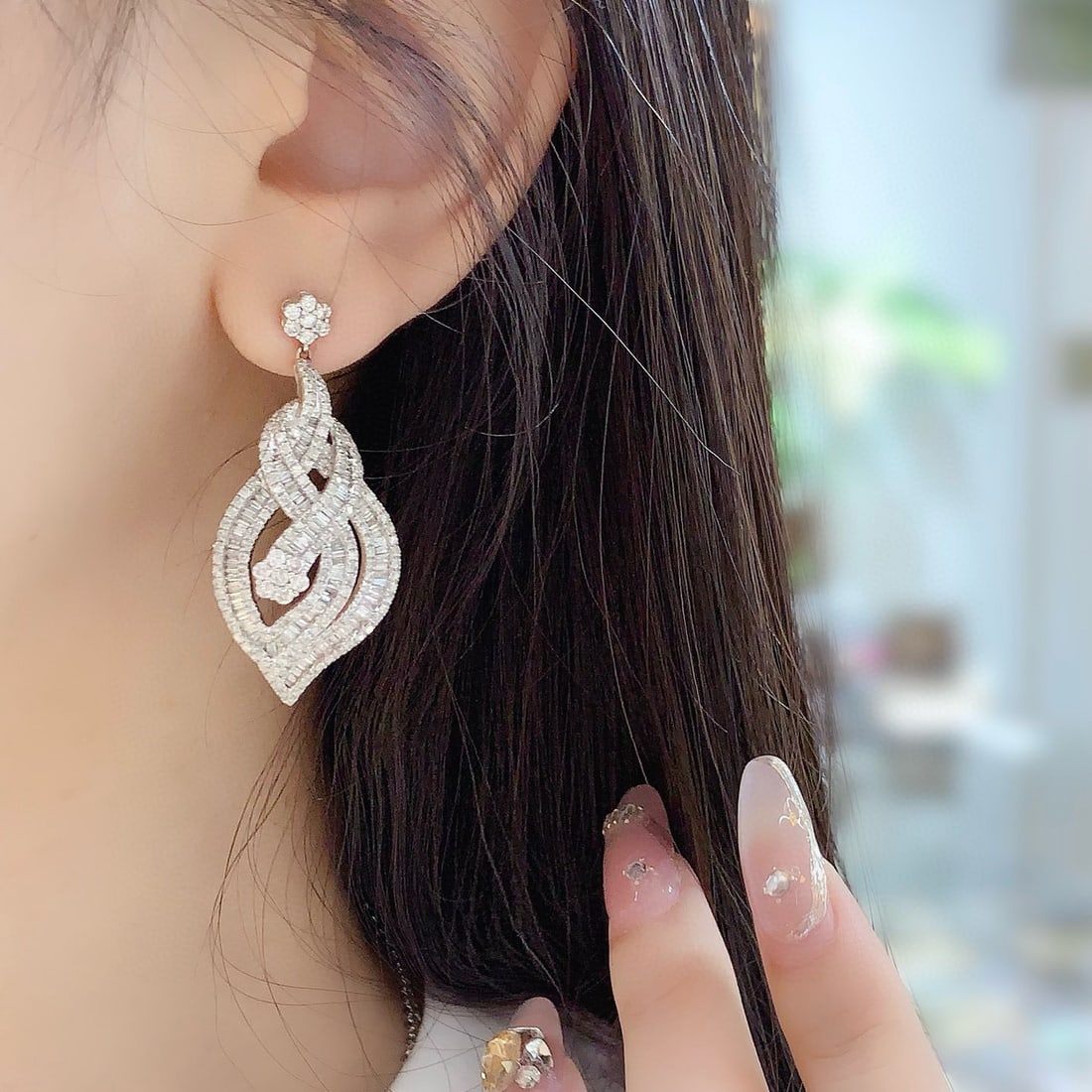 14k Gold 5 Ct Natural H Diamond Earrings - 4