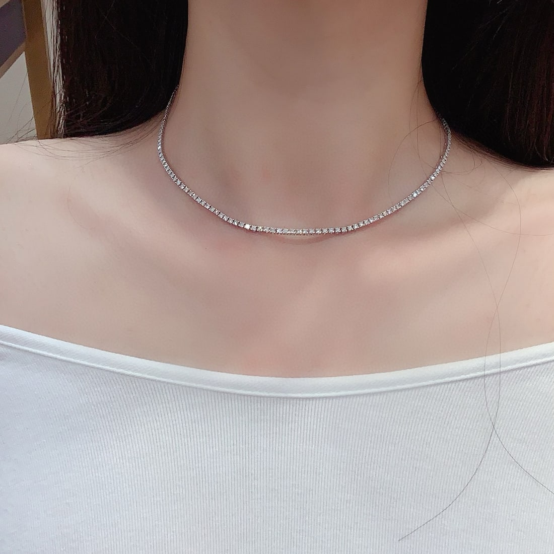 14k Gold 6 Ct Natural H Diamond Necklace - 6
