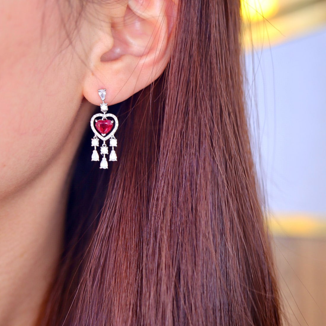14k Gold 1.82 Ct Natural Ruby & Diamond Earrings - 2