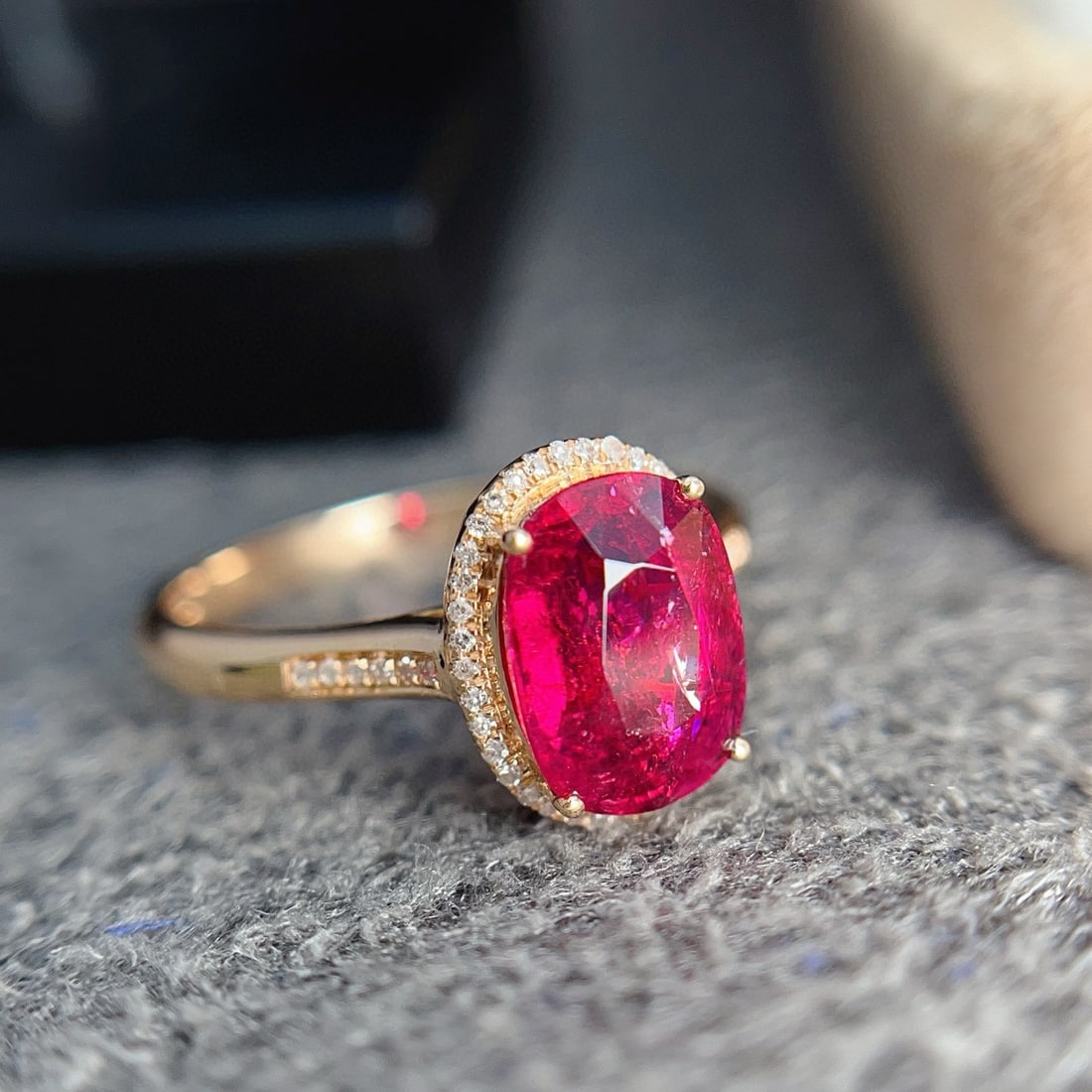 14k Gold 2.90 Ct Natural Tourmaline & Diamond Ring - 2