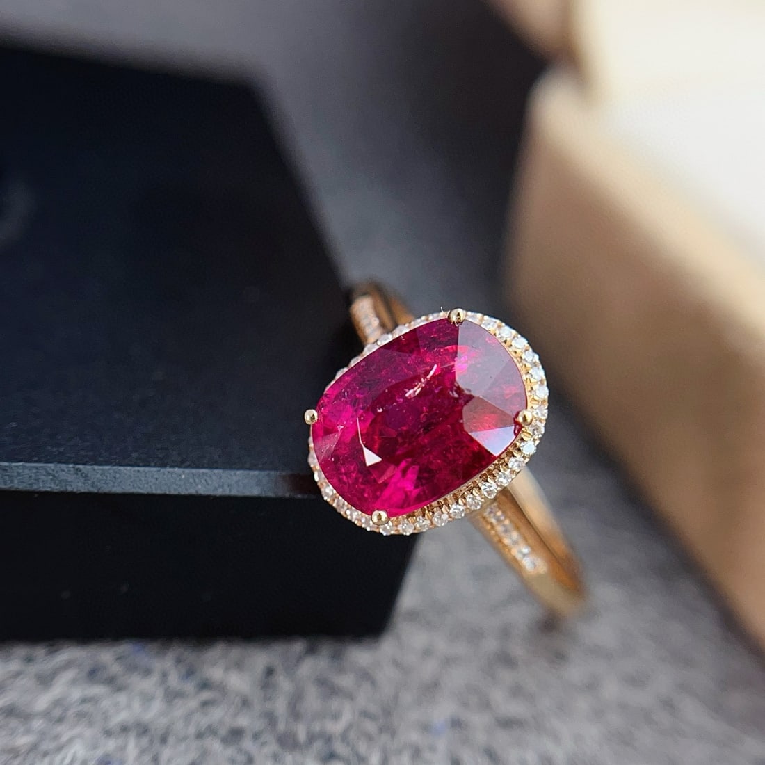 14k Gold 2.90 Ct Natural Tourmaline & Diamond Ring - 4