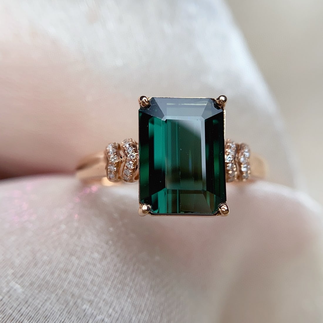 14k Gold 2.70 Ct Natural Tourmaline & Diamond Ring - 5