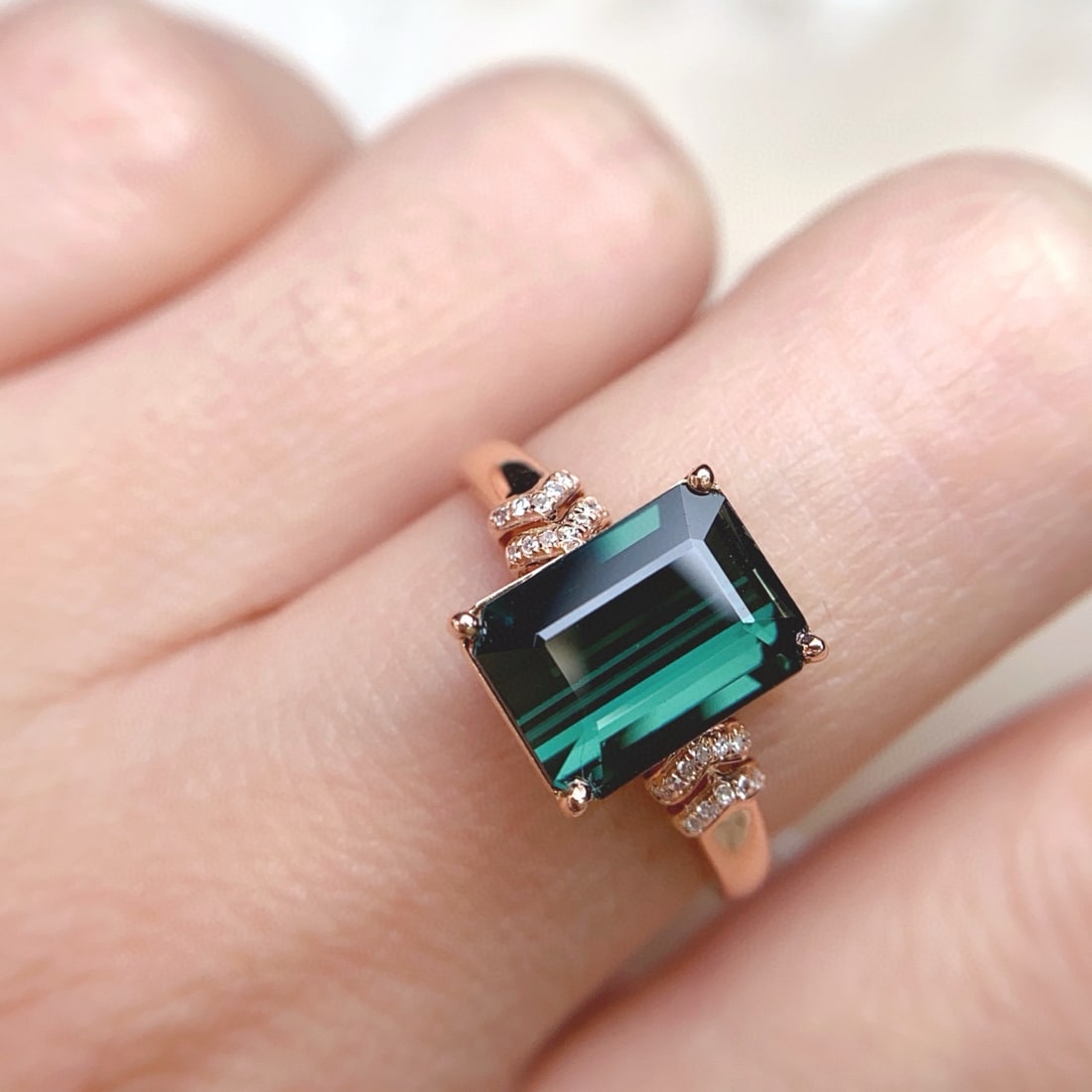 14k Gold 2.70 Ct Natural Tourmaline & Diamond Ring - 6
