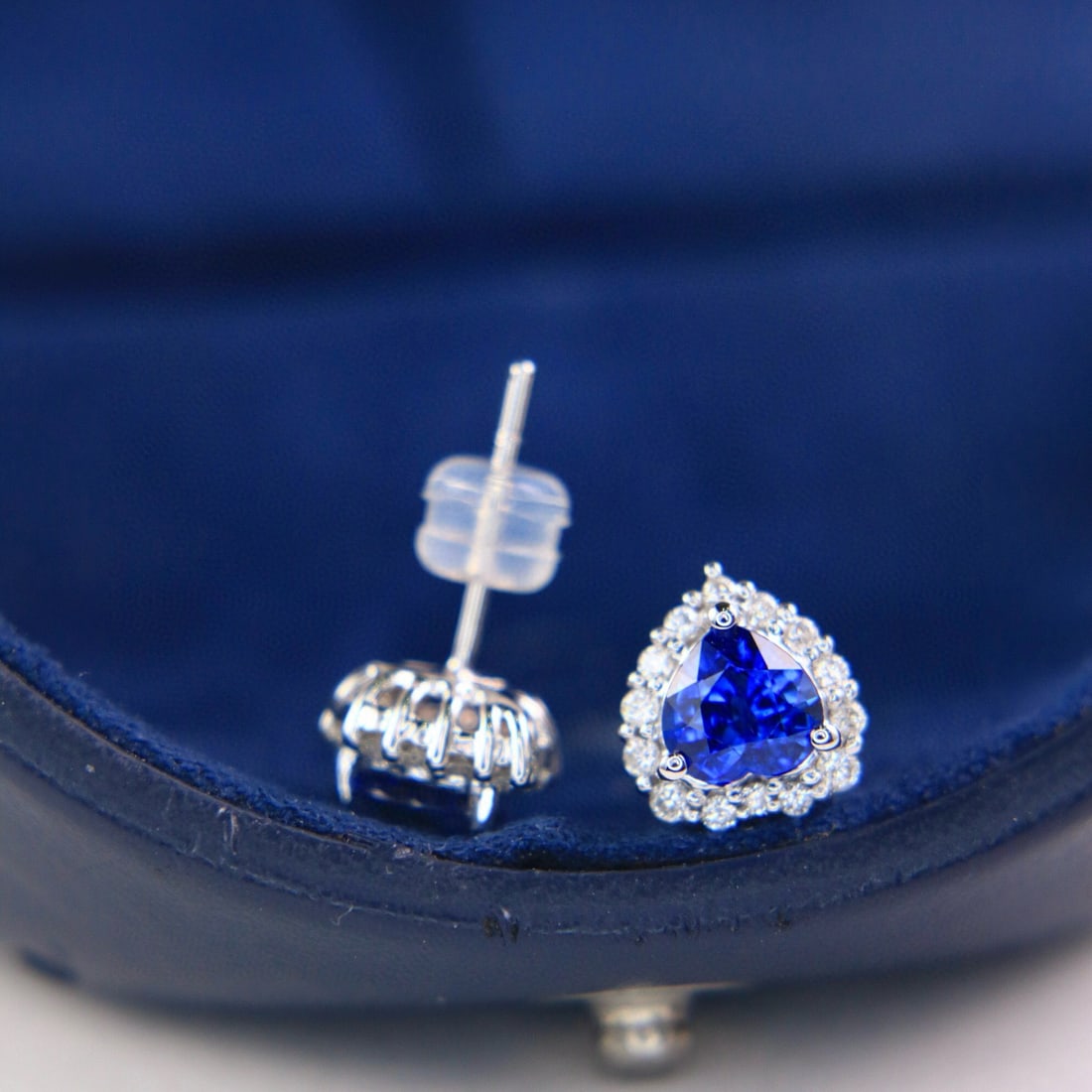 14k Gold 1.92 Ctw Natural Sapphire & Diamond Earrings - 5