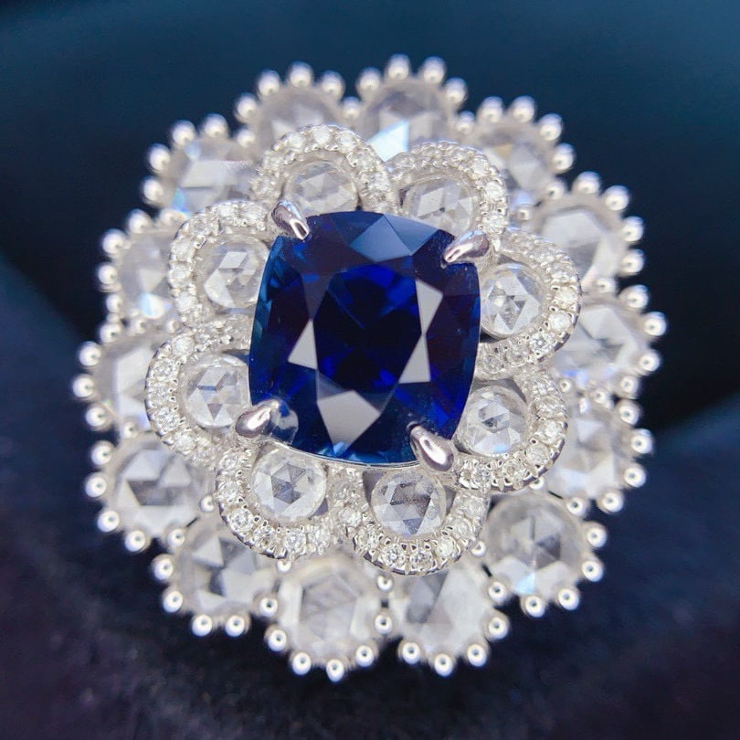 14k Gold 6.07 Ctw Natural Sapphire & Diamond Ring/pendant( Without Chain ) - 2