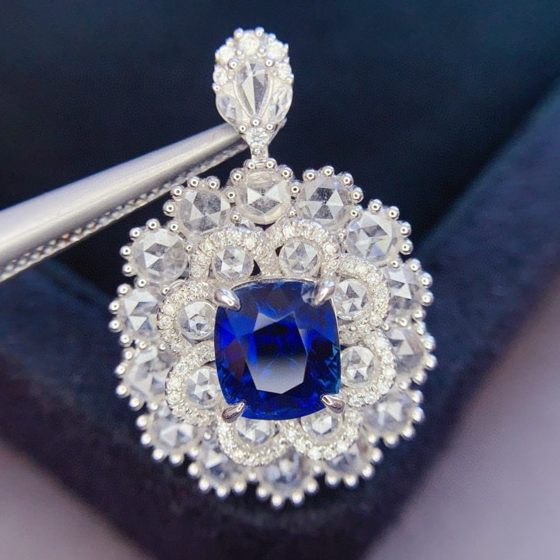 14k Gold 6.07 Ctw Natural Sapphire & Diamond Ring/pendant( Without Chain ) - 3