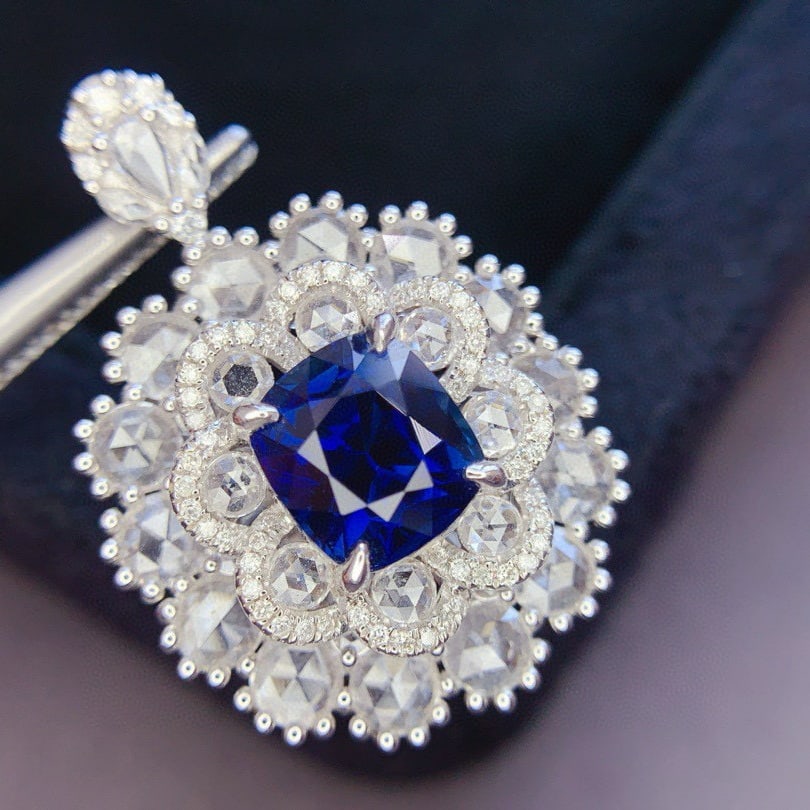 14k Gold 6.07 Ctw Natural Sapphire & Diamond Ring/pendant( Without Chain ) - 4