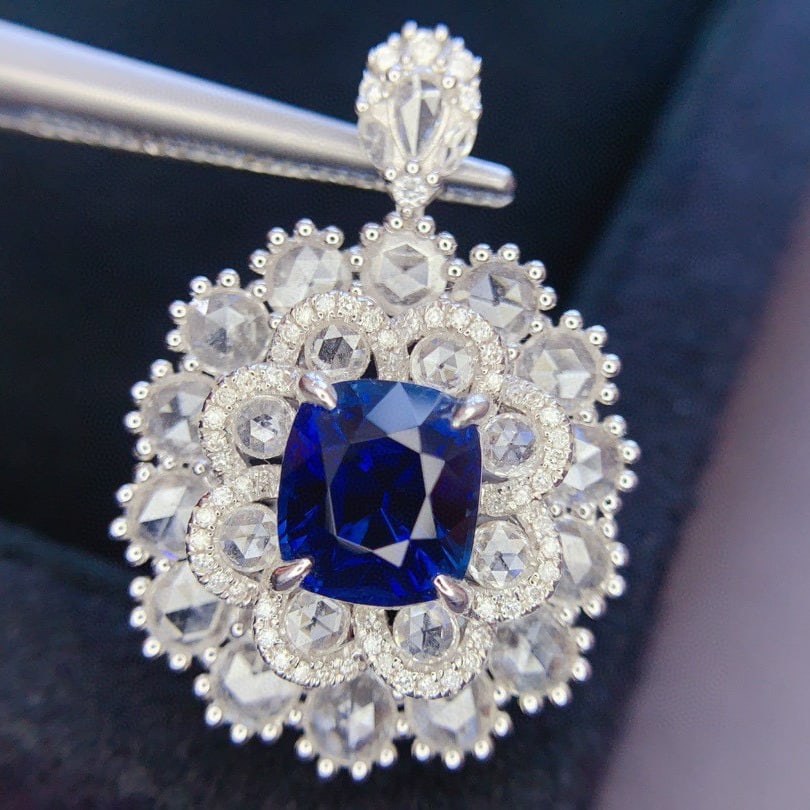 14k Gold 6.07 Ctw Natural Sapphire & Diamond Ring/pendant( Without Chain ) - 5