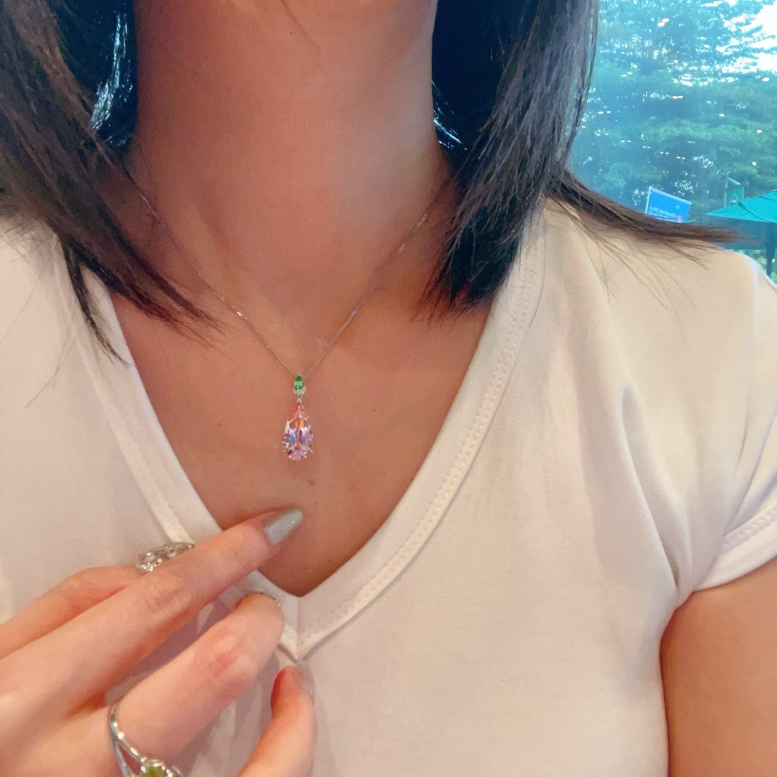 14k Gold 4.95 Ctw Natural Morganite & Tourmaline Pendant( Without Chain ) - 2
