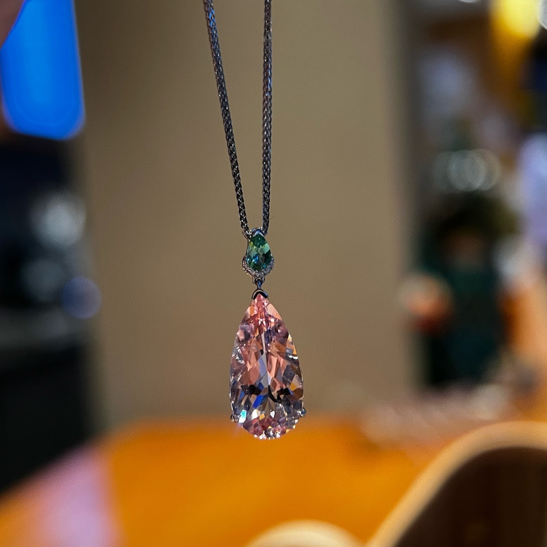 14k Gold 4.95 Ctw Natural Morganite & Tourmaline Pendant( Without Chain ) - 3