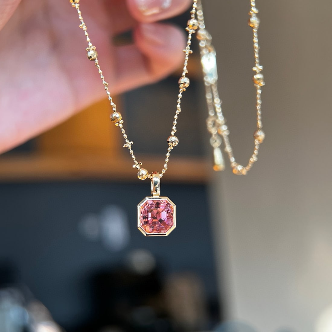 14k Gold 2.35 Ct Natural Tourmaline Pendant( Without Chain ) - 2