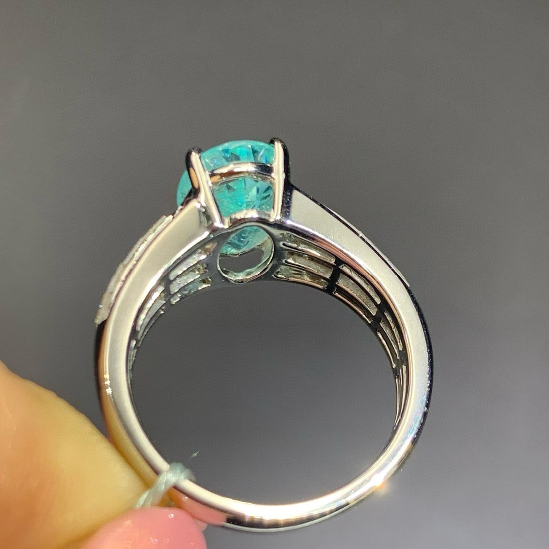 14k Gold 3.57 Ctw Natural Paraiba Tourmaline & Diamond Ring - 3