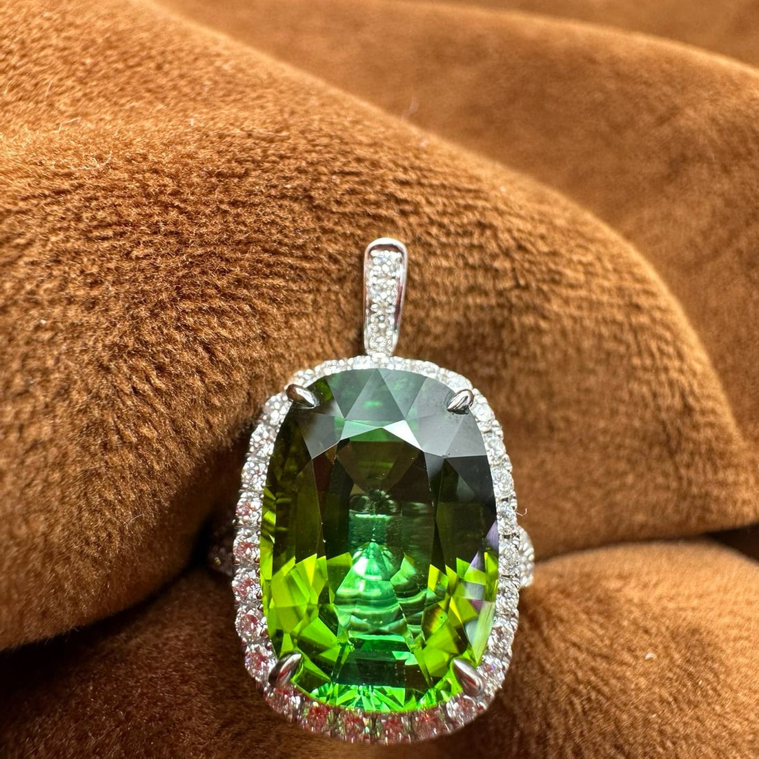 14k Gold 8.45 Ctw Natural Tourmaline & Diamond Ring/pendant( Without Chain ) - 4