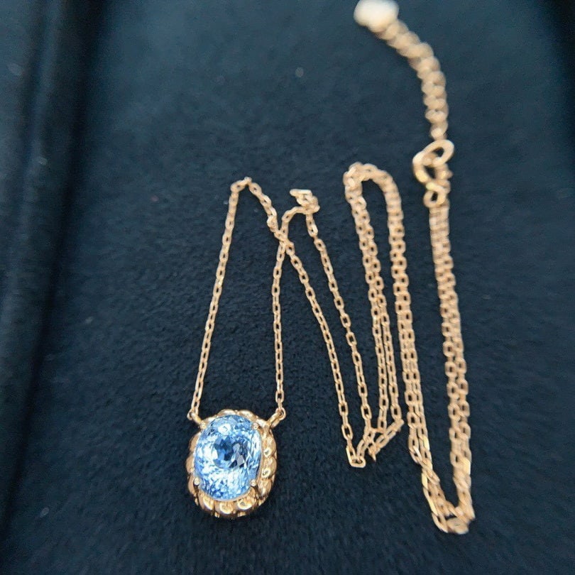 14k Gold 1.8 Ct Natural Aquamarine Necklace - 4