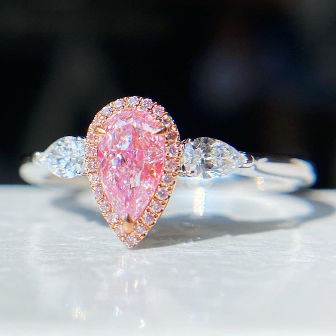 Gia Certified 14k Gold 0.60 Ctw Natural Pink Diamond & Diamond Ring - 3