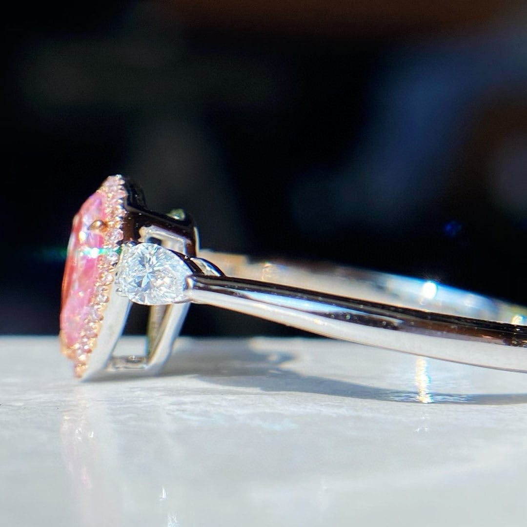 Gia Certified 14k Gold 0.60 Ctw Natural Pink Diamond & Diamond Ring - 4