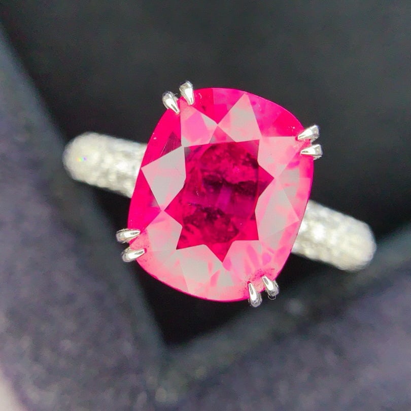 14k Gold 4.47 Ctw Natural Tourmaline & Diamond Ring - 2