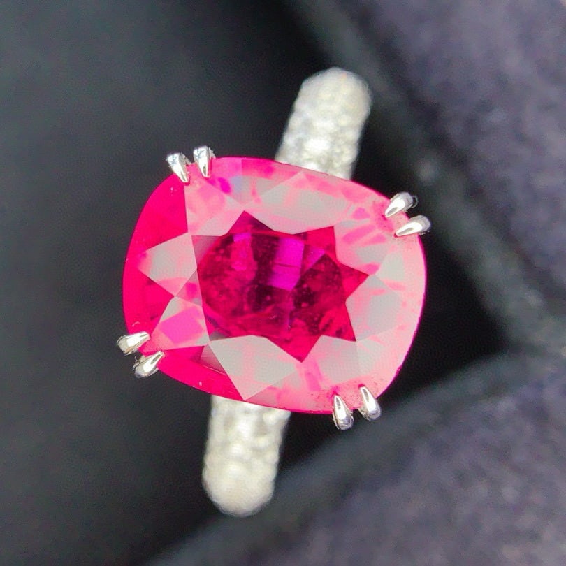 14k Gold 4.47 Ctw Natural Tourmaline & Diamond Ring - 3