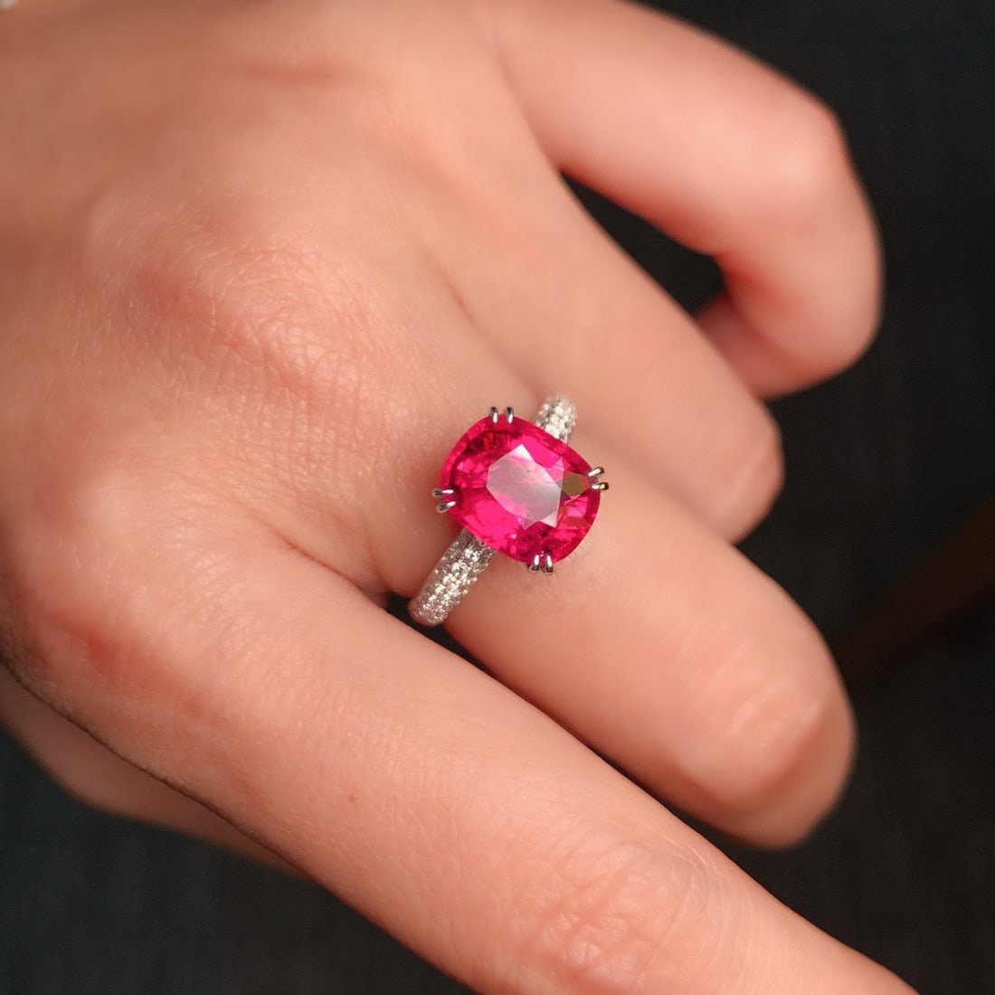 14k Gold 4.47 Ctw Natural Tourmaline & Diamond Ring - 5